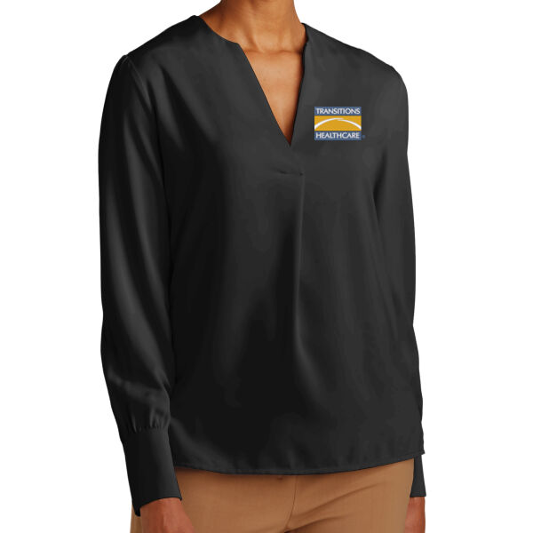 HO - Women's Open Neck Satin Blouse Thumbnail